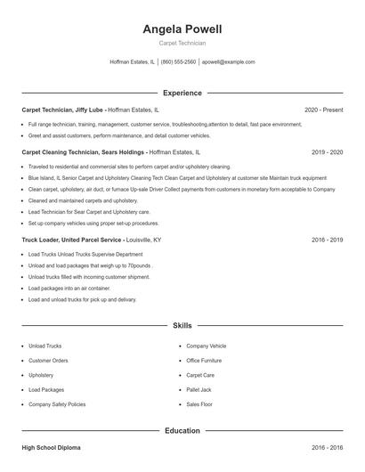 Carpet Technician Resume