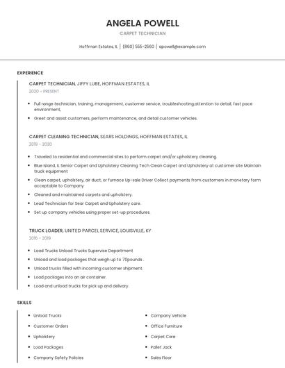 Carpet Technician Resume