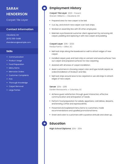 Carpet Tile Layer Resume