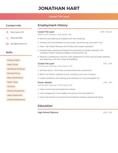 Carpet Tile Layer Resume