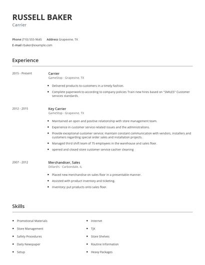 Carrier Resume