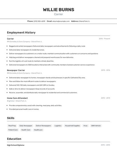 Carrier Resume