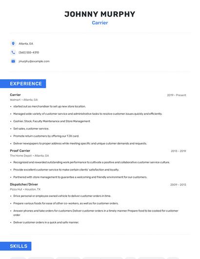 Carrier Resume