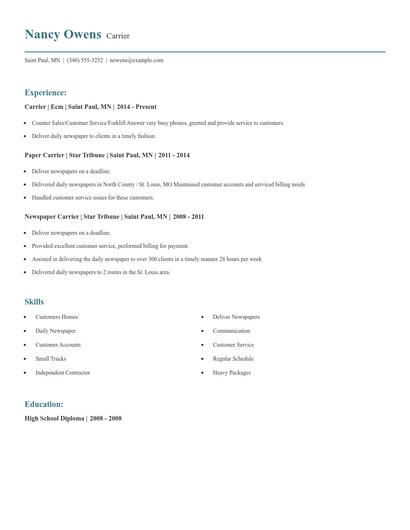 Carrier Resume