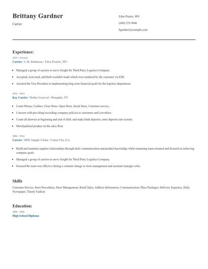 Carrier Resume
