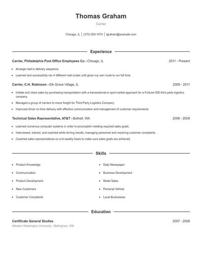 Carrier Resume