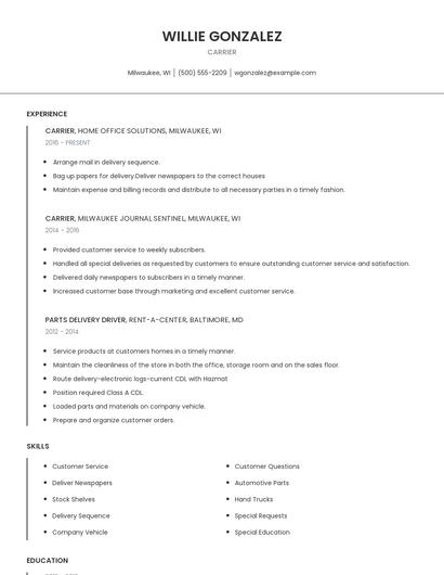 Carrier Resume