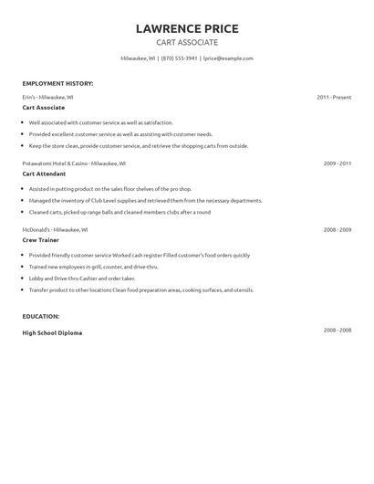 Cart Associate Resume