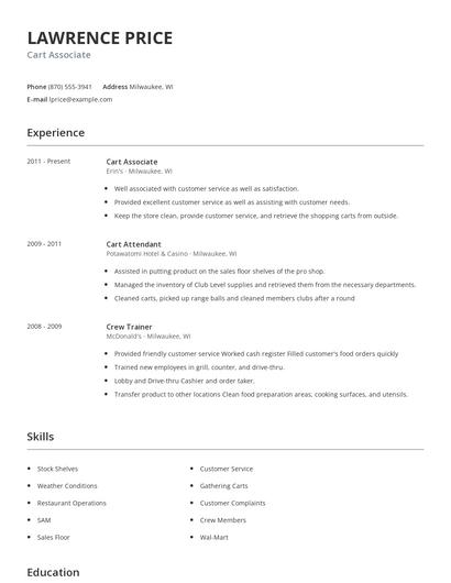Cart Associate Resume