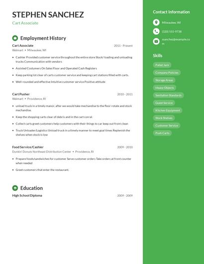 Cart Associate Resume