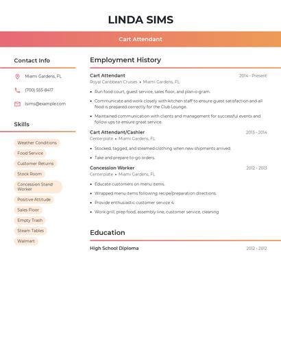 Cart Attendant Resume