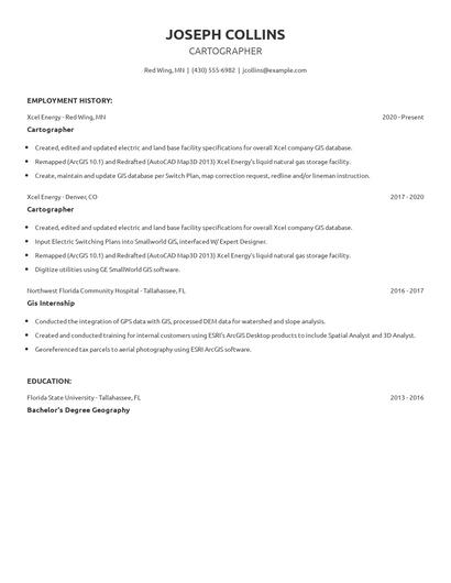 Cartographer Resume