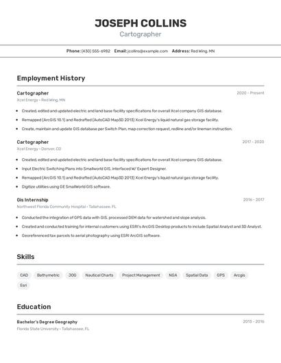 Cartographer Resume