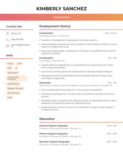 Cartographer Resume