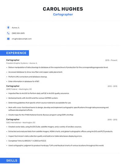 Cartographer Resume