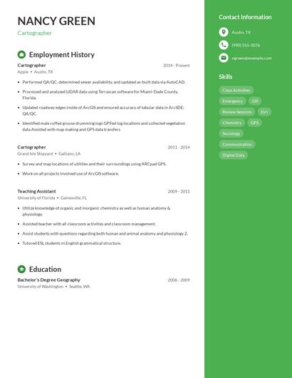 Cartographer Resume