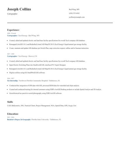 Cartographer Resume