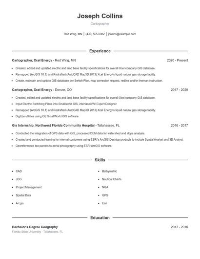 Cartographer Resume