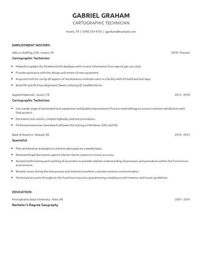 Cartographic Technician Resume