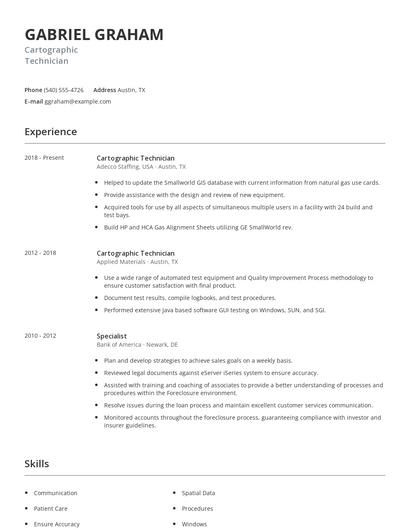 Cartographic Technician Resume