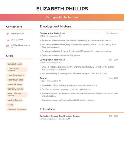Cartographic Technician Resume