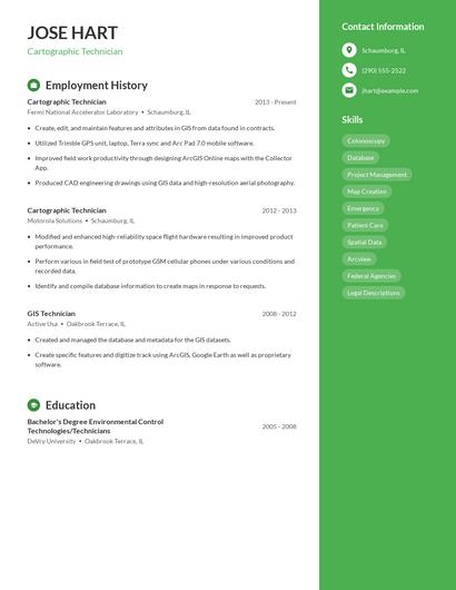 Cartographic Technician Resume