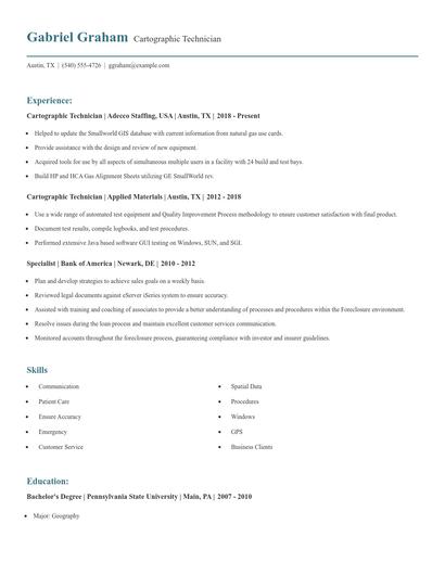 Cartographic Technician Resume