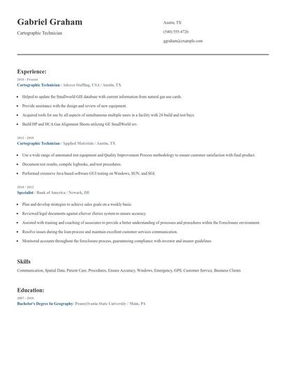 Cartographic Technician Resume