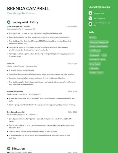 Resume example 5
