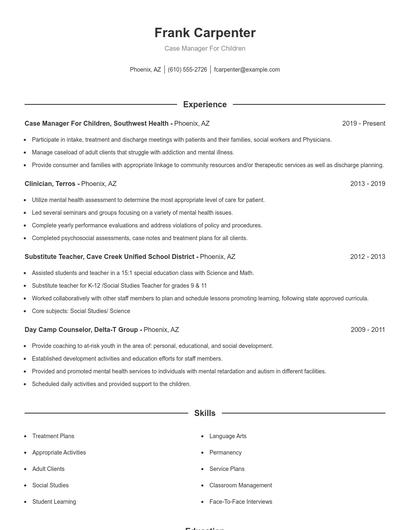 Resume example 1
