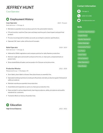 Case Operator Resume