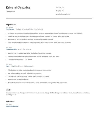 Case Operator Resume