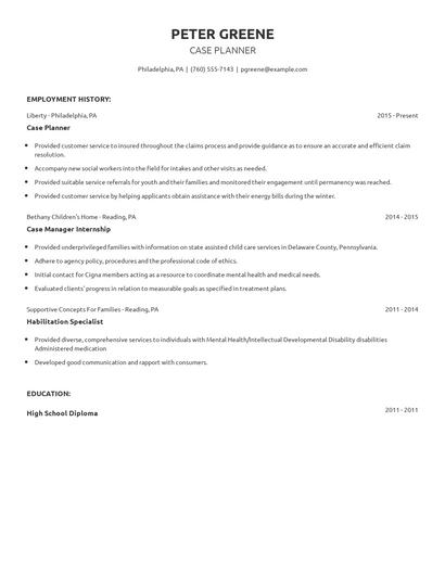 Case Planner Resume