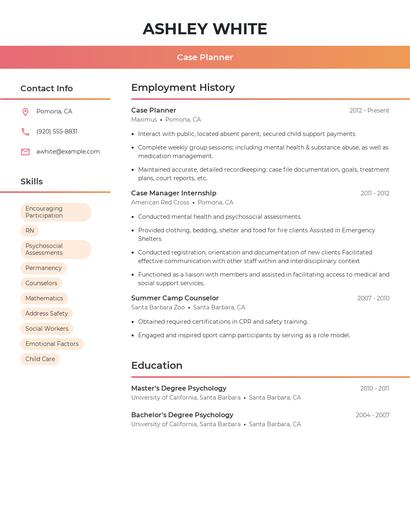 Case Planner Resume