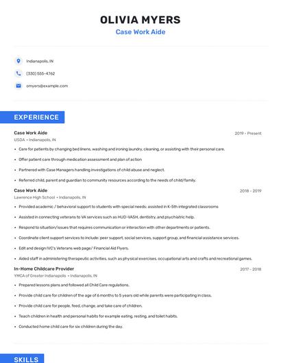Case Work Aide Resume