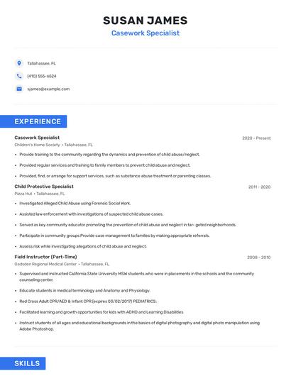 Casework Specialist Resume