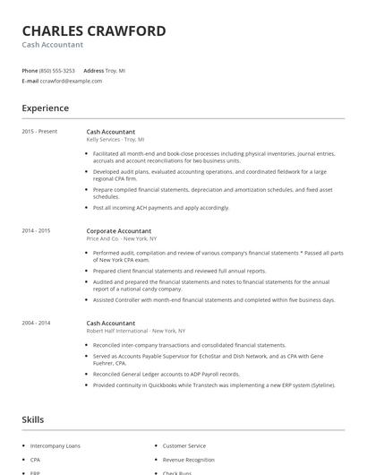 Cash Accountant Resume