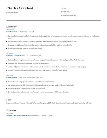 Cash Accountant Resume