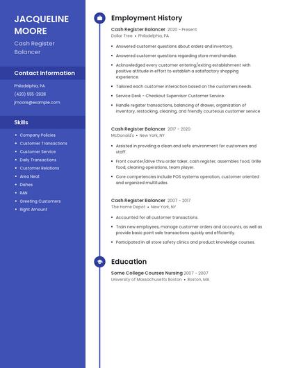 Cash Register Balancer Resume