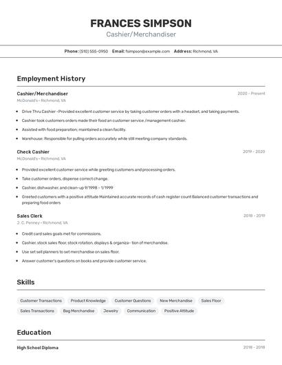 Resume example 2