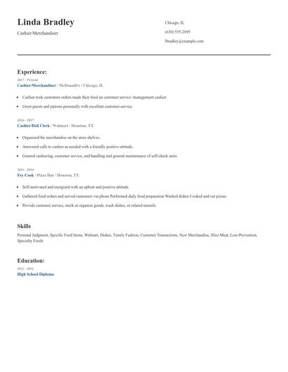 Cashier/Merchandiser Resume