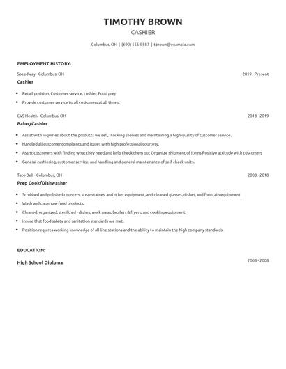 Cashier Resume