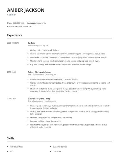 Cashier Resume