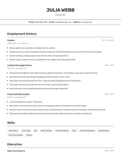 Cashier Resume