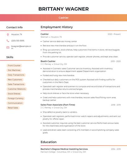 Cashier Resume