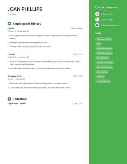 Cashier Resume