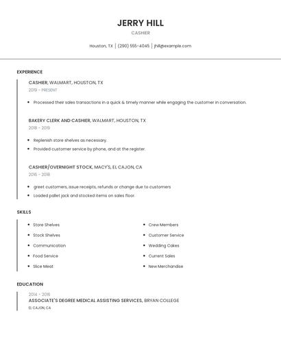 Cashier Resume