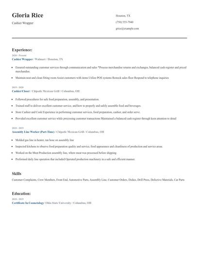 Cashier Wrapper Resume