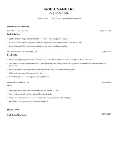 Casing Builder Resume