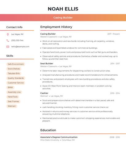 Casing Builder Resume